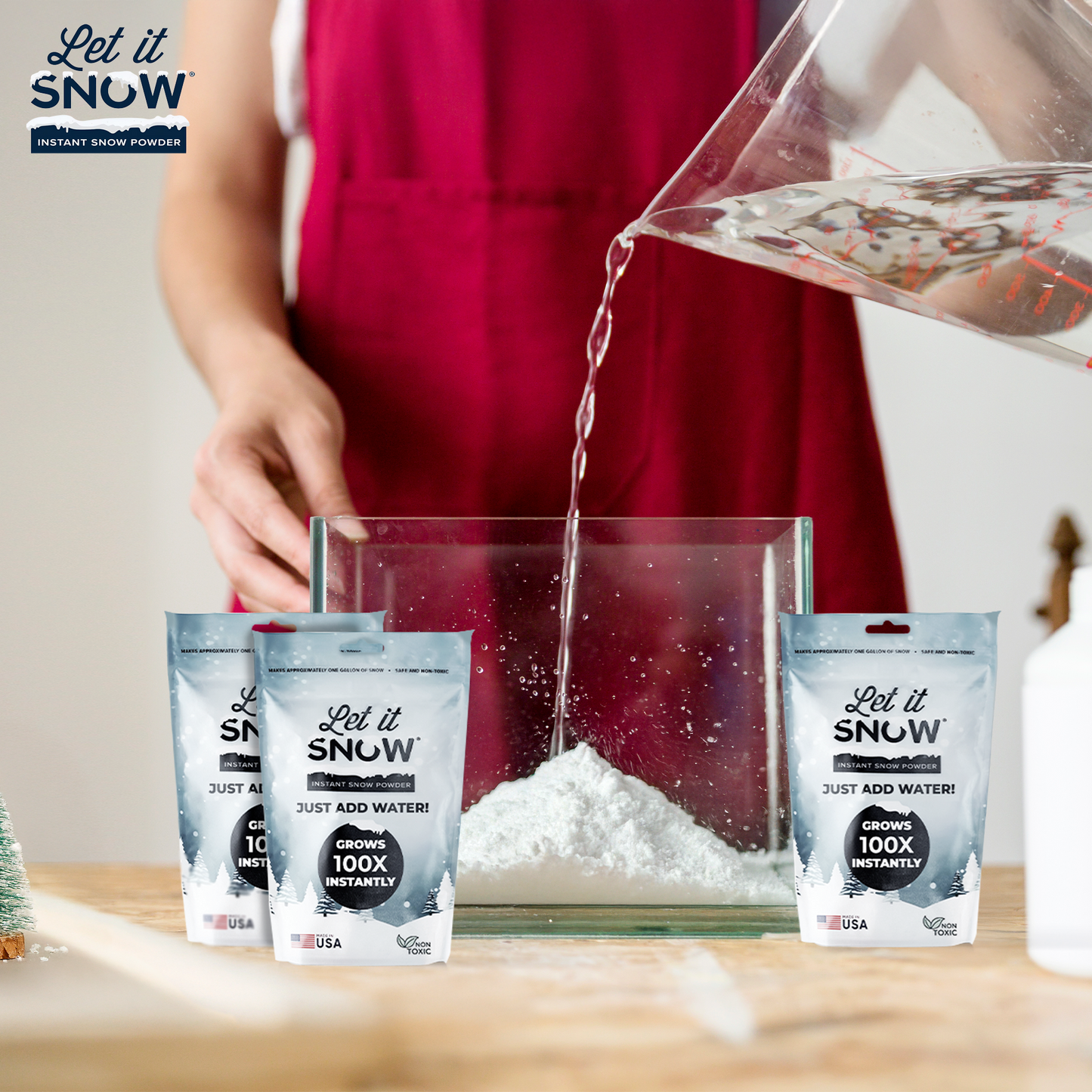 Let it Snow Instant Fake Snow Powder – Made in USA, Perfect for Kids, Holiday Decorations, Sensory Play, and Slime - 1 Pack - Makes 1 Gallon