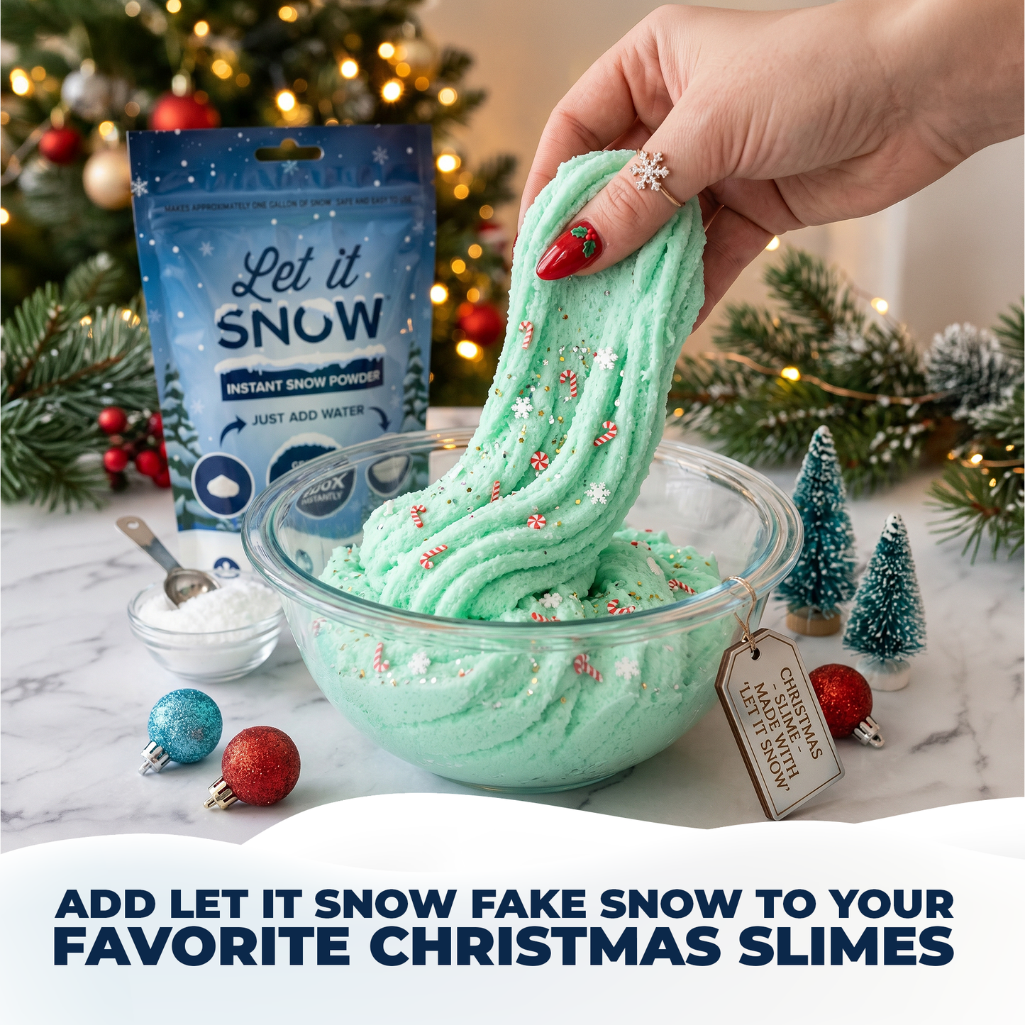 Let it Snow Instant Fake Snow Powder – Made in USA, Perfect for Kids, Holiday Decorations, Sensory Play, and Slime - 50 Pack - Makes 50 Gallon (Copy)