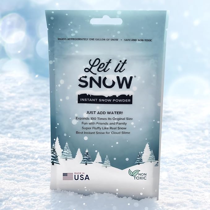 Let it Snow Instant Fake Snow Powder – Made in USA, Perfect for Kids, Holiday Decorations, Sensory Play, and Slime - 50 Pack - Makes 50 Gallon (Copy)