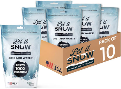 Let it Snow Instant Fake Snow Powder – Made in USA, Perfect for Kids, Holiday Decorations, Sensory Play, and Slime - 1 Pack - Makes 1 Gallon