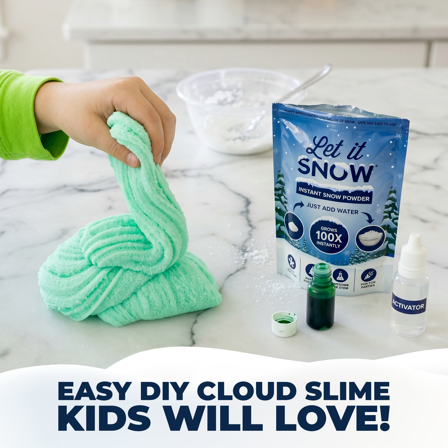 Let it Snow Instant Fake Snow Powder – Made in USA, Perfect for Kids, Holiday Decorations, Sensory Play, and Slime - 50 Pack - Makes 50 Gallon (Copy)