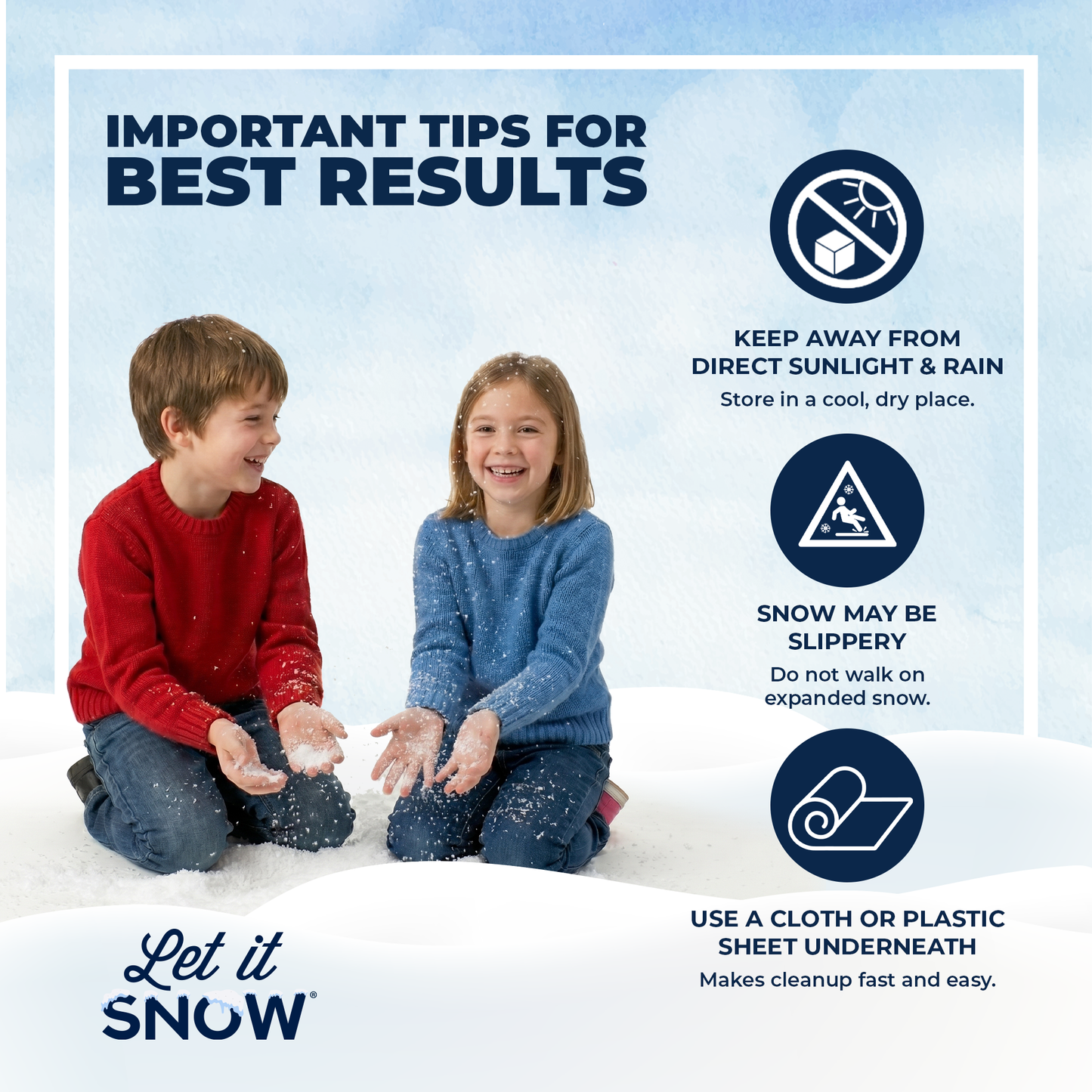 Let it Snow Instant Fake Snow Powder – Made in USA, Perfect for Kids, Holiday Decorations, Sensory Play, and Slime - 1 Pack - Makes 1 Gallon