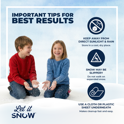 Let it Snow Instant Fake Snow Powder – Made in USA, Perfect for Kids, Holiday Decorations, Sensory Play, and Slime - 1 Pack - Makes 1 Gallon