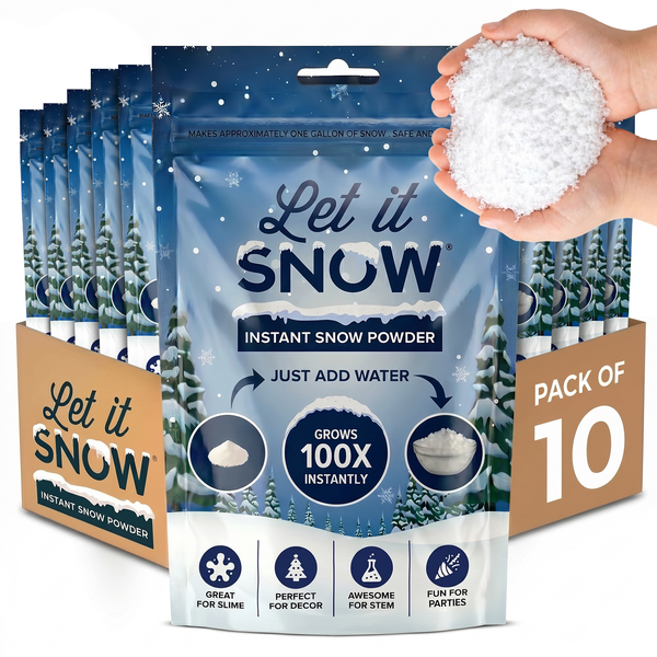 Let it Snow Instant Fake Snow Powder – Made in USA, Perfect for Kids, Holiday Decorations, Sensory Play, and Slime - 10 Pack - Makes 10 Gallon (Copy)