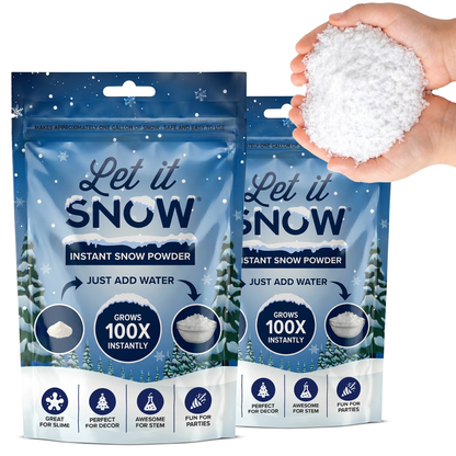 Let it Snow Instant Fake Snow Powder – Made in USA, Perfect for Kids, Holiday Decorations, Sensory Play, and Slime - 1 Pack - Makes 1 Gallon