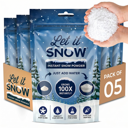Let it Snow Instant Fake Snow Powder – Made in USA, Perfect for Kids, Holiday Decorations, Sensory Play, and Slime - 1 Pack - Makes 1 Gallon