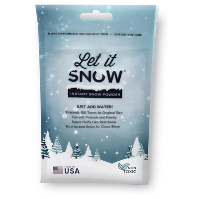 Let it Snow Instant Fake Snow Powder – Made in USA, Perfect for Kids, Holiday Decorations, Sensory Play, and Slime - 1 Pack - Makes 1 Gallon