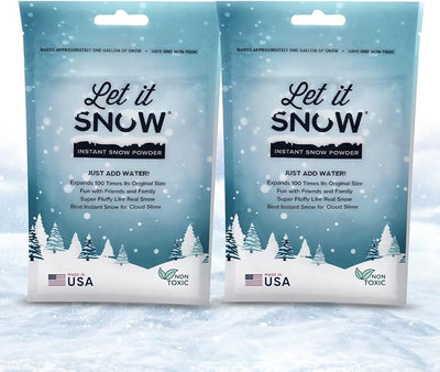 Let it Snow Instant Fake Snow Powder – Made in USA, Perfect for Kids, Holiday Decorations, Sensory Play, and Slime - 1 Pack - Makes 1 Gallon