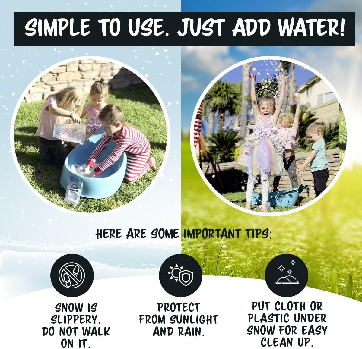 Let it Snow Instant Fake Snow Powder – Made in USA, Perfect for Kids, Holiday Decorations, Sensory Play, and Slime - 50 Pack - Makes 50 Gallon (Copy)
