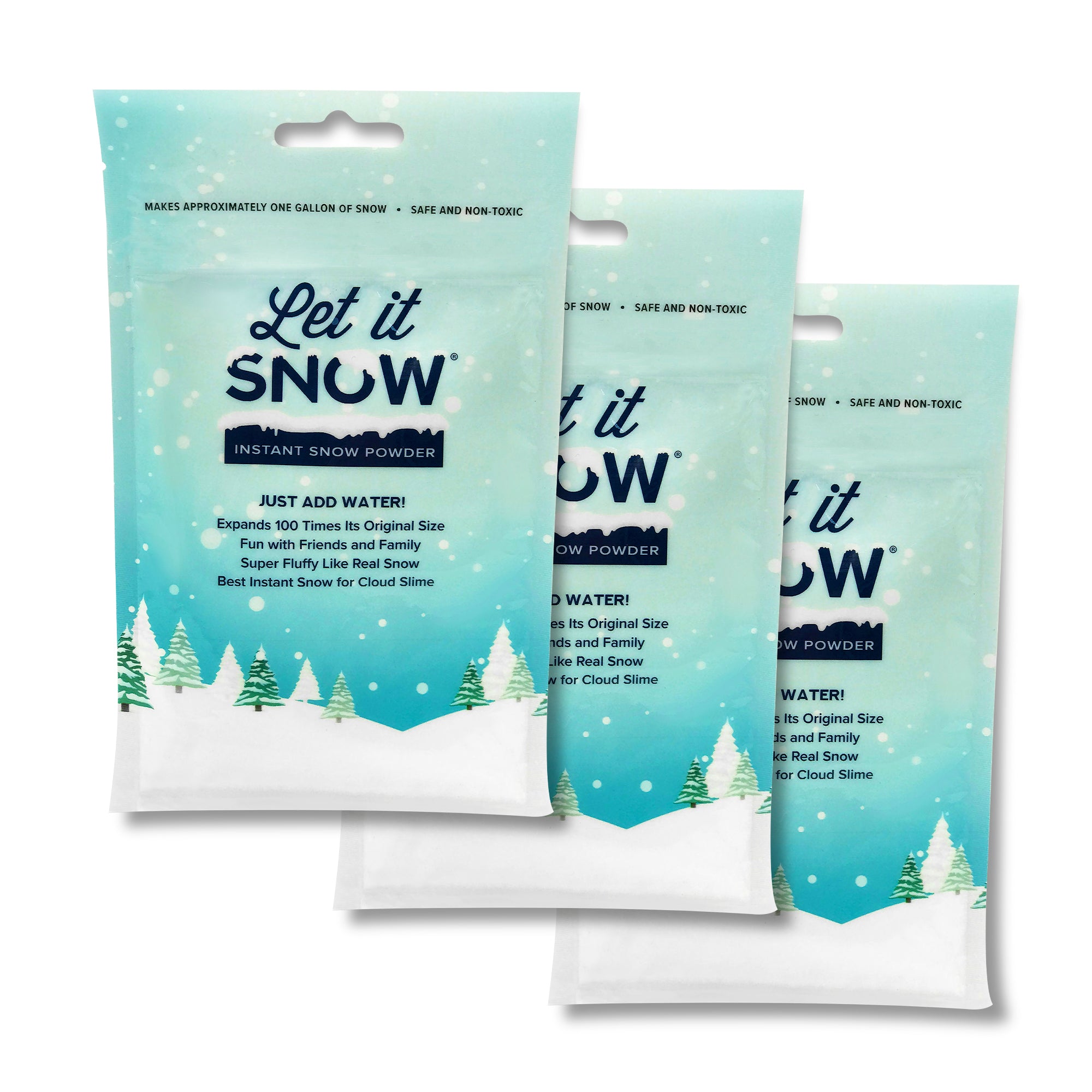 Instant Snow Powder for Slime 4 Pack Let It Snow (2) and Snowonder (2) Made in The USA - Artificial Snow Mix Fake Snow Holiday Decorations